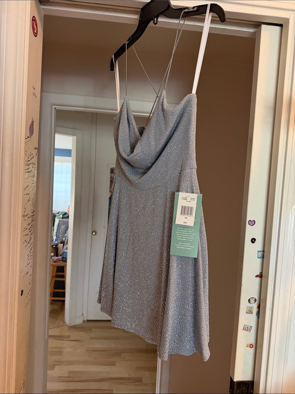 B. Smart Silver Sparkle Mini Dress